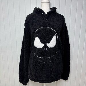 Disney The Nightmare Before Christmas Fleece Sweatshirt Black Embroidered Size M